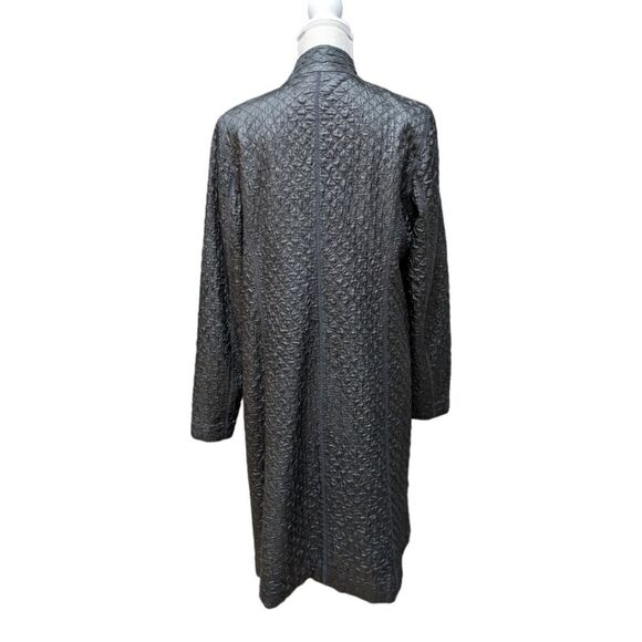 Eileen Fisher Textured Gray Silk Trench Coat - Picture 5 of 12
